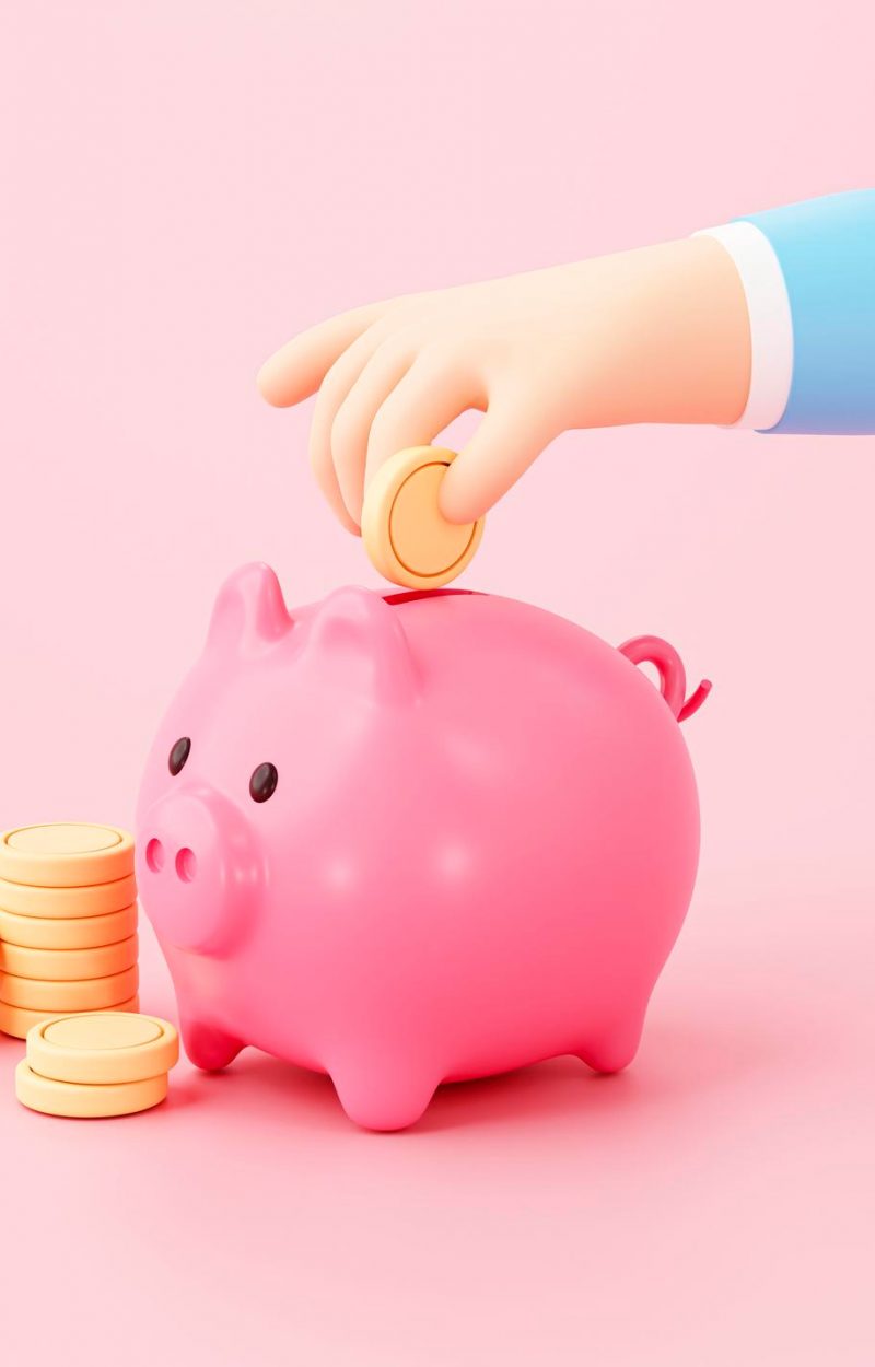 hand-putting-coin-pink-piggy-money-savings-concept-pink-background-3d-rendering
